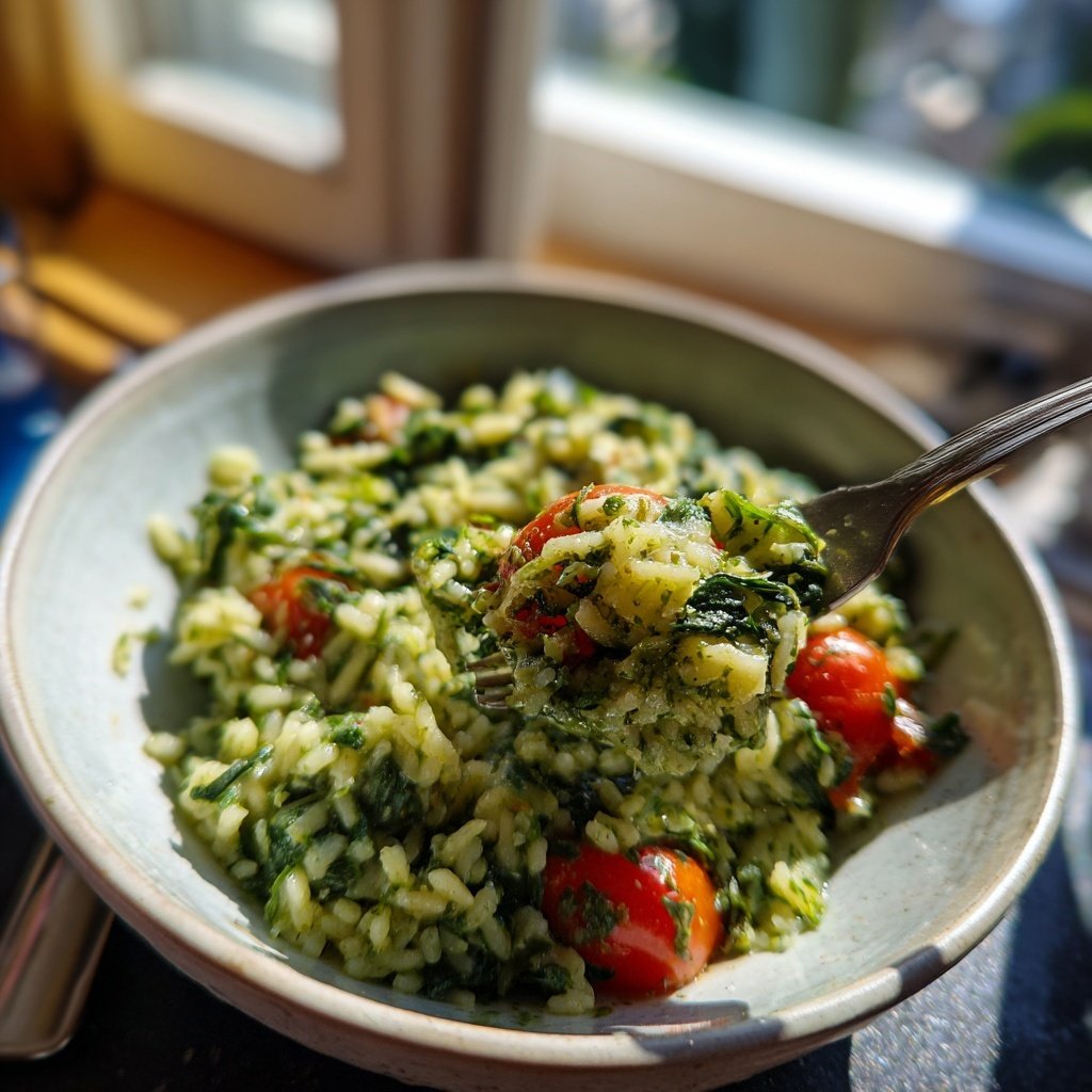 Kalorienarmes Reisgericht Mit Spinat