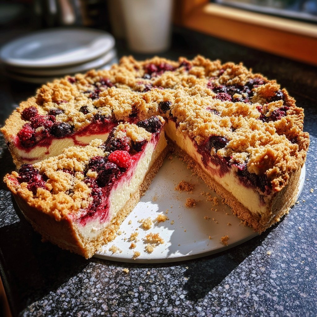 Käsekuchen mit Beerenwirbel